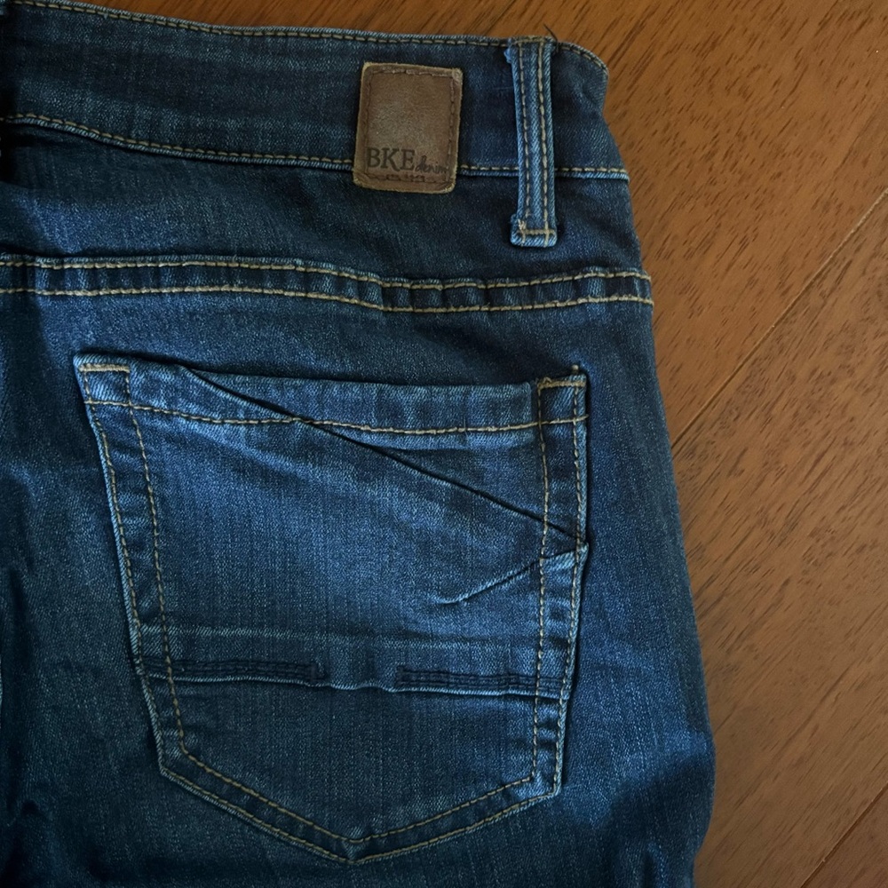 BKE Payton Ankle Skinny Jeans 27 Dark Wash Stretch Denim Whiskered - Picture 3 of 10